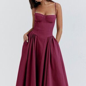 Sweetheart Neck Ruched Midi Dress | New Sleeveless A-Line Formal Dress
